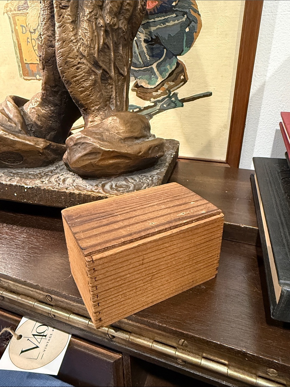 Vintage Small Wooden Keepsake Box - Honey Brown